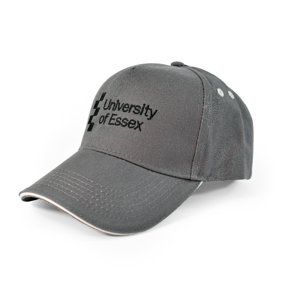 Graphite Grey baseball cap with "University of Essex" logo on the front, right-side-view