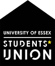 The University of Essex Students Union logo, a black house shape with white text and a yellow asterix 